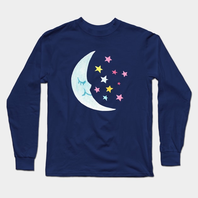 Moon and stars Long Sleeve T-Shirt by melivillosa